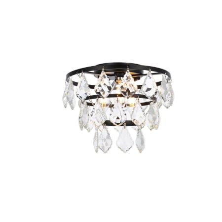 Elegant Lighting Ella 3 Light 10" Wide Semi-Flush Waterfall Ceiling Fixture with Clear Crystal Accents Black
