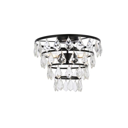 Elegant Lighting Ella 3 Light 14" Wide Semi-Flush Waterfall Ceiling Fixture with Clear Crystal Accents Black