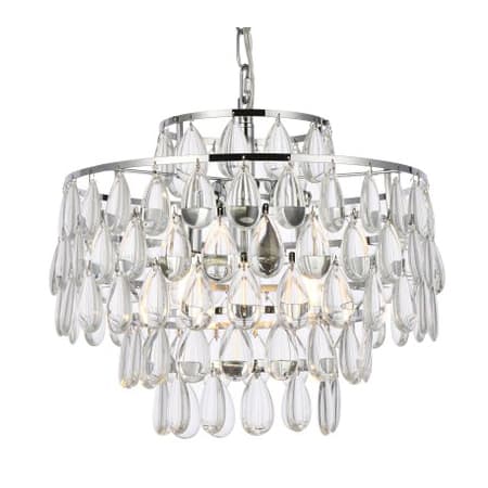 Elegant Lighting Mila 3 Light 16" Wide Crystal Pendant with Clear Crystal Accents Chrome