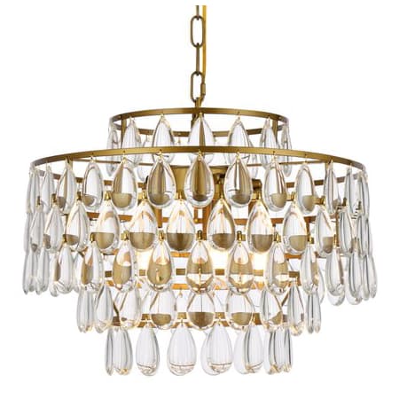 Elegant Lighting Mila 5 Light 18" Wide Crystal Pendant with Clear Crystal Accents Brass