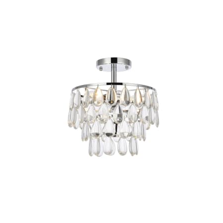 Elegant Lighting Mila 3 Light 12" Wide Semi-Flush Waterfall Ceiling Fixture with Clear Crystal Accents Chrome
