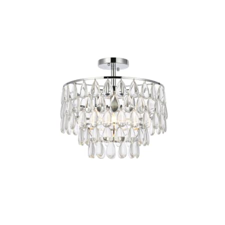 Elegant Lighting Mila 3 Light 16" Wide Semi-Flush Waterfall Ceiling Fixture with Clear Crystal Accents Chrome
