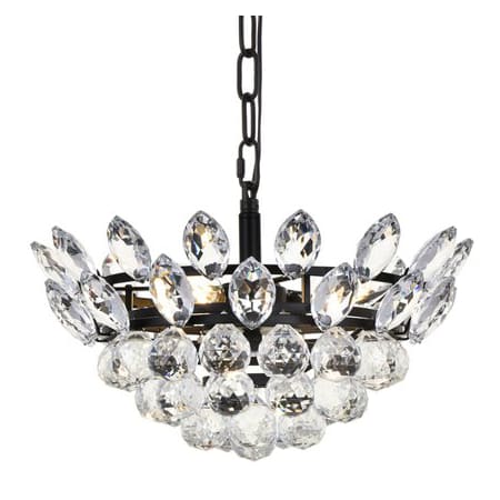 Elegant Lighting Emilia 3 Light 14" Wide Crystal Pendant with Clear Crystal Accents Black