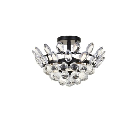 Elegant Lighting Emilia 3 Light 14" Wide Semi-Flush Bowl Ceiling Fixture with Clear Crystal Accents Black