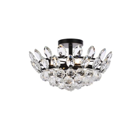 Elegant Lighting Emilia 3 Light 16" Wide Semi-Flush Bowl Ceiling Fixture with Clear Crystal Accents Black