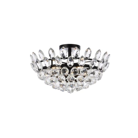 Elegant Lighting Emilia 5 Light 18" Wide Semi-Flush Bowl Ceiling Fixture with Clear Crystal Accents Black