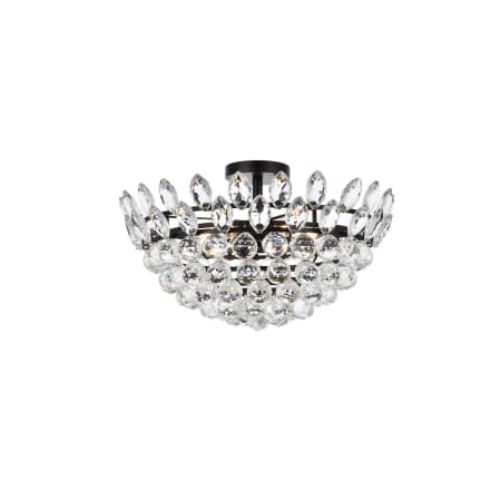 Elegant Lighting Emilia 5 Light 20" Wide Semi-Flush Bowl Ceiling Fixture with Clear Crystal Accents Black