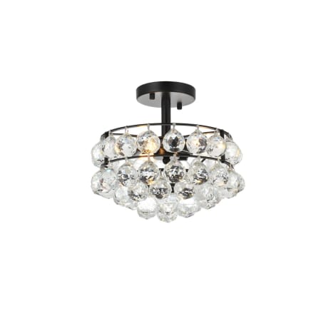 Elegant Lighting Savannah 3 Light 12" Wide Semi-Flush Bowl Ceiling Fixture with Clear Crystal Accents Black