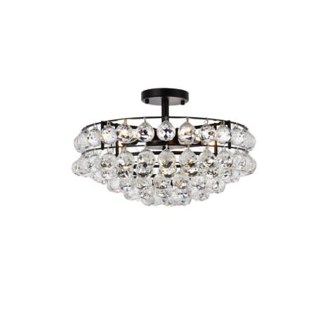 Elegant Lighting Savannah 5 Light 18" Wide Semi-Flush Bowl Ceiling Fixture with Clear Crystal Accents Black