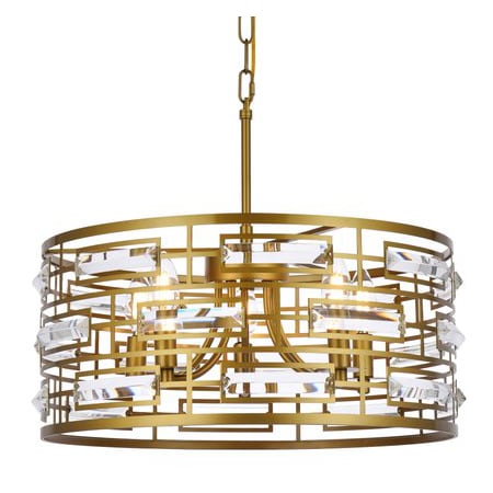 Elegant Lighting Kennedy 5 Light 19" Wide Crystal Pendant with Clear Crystal Accents Brass