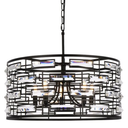 Elegant Lighting Kennedy 5 Light 24" Wide Crystal Drum Chandelier with Clear Crystal Accents Black