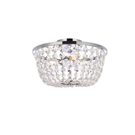 Elegant Lighting Cora 3 Light 13" Wide Semi-Flush Bowl Ceiling Fixture with Clear Crystal Accents Chrome