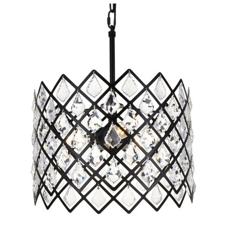Elegant Lighting Lyla 3 Light 13" Wide Crystal Pendant with Clear Crystal Accents Black