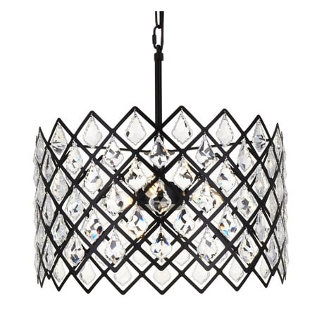 Elegant Lighting Lyla 3 Light 16" Wide Crystal Pendant with Clear Crystal Accents Black