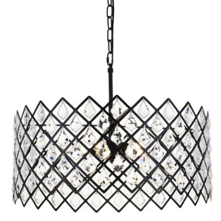 Elegant Lighting Lyla 5 Light 21" Wide Crystal Drum Chandelier with Clear Crystal Accents Black