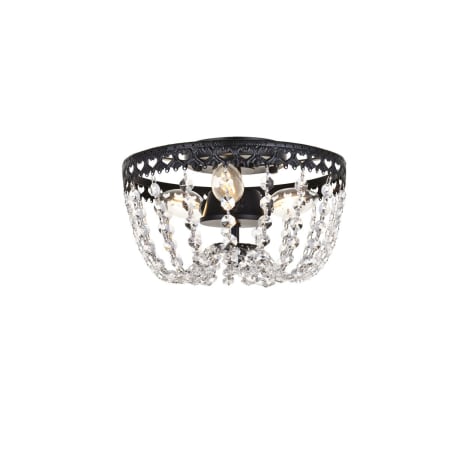 Elegant Lighting Kylie 3 Light 10" Wide Semi-Flush Bowl Ceiling Fixture with Clear Crystal Accents Black