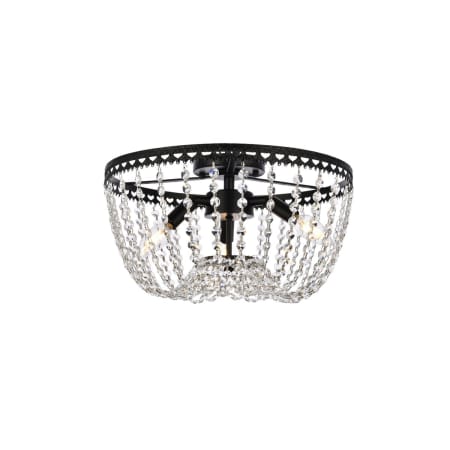 Elegant Lighting Kylie 3 Light 16" Wide Semi-Flush Bowl Ceiling Fixture with Clear Crystal Accents Black