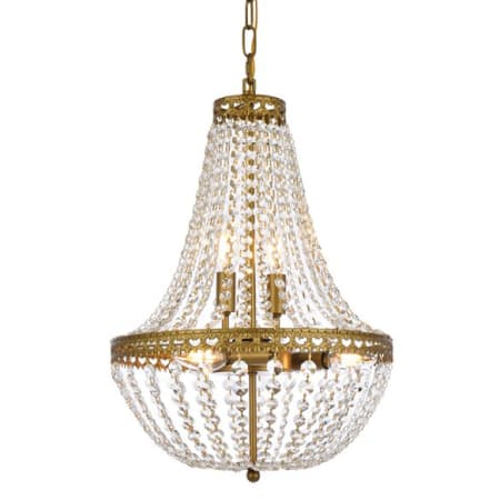 Elegant Lighting Valeria 5 Light 14" Wide Crystal Empire Chandelier with Clear Crystal Accents Brass