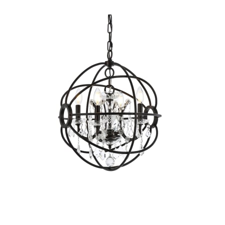 Elegant Lighting Geneva 4 Light 17" Wide Crystal Pendant with Clear Royal Cut Crystals Dark Bronze