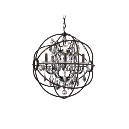 Elegant Lighting Geneva 5 Light 20" Wide Crystal Pendant with Silver Shade Royal Cut Crystals Dark Bronze