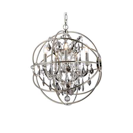 Elegant Lighting Geneva 5 Light 20" Wide Crystal Pendant with Silver Shade Royal Cut Crystals Polished Nickel