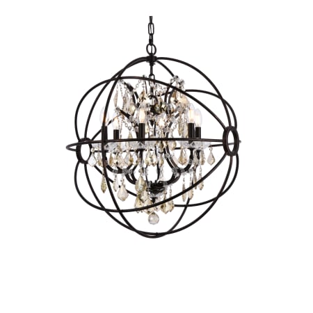 Elegant Lighting Geneva 6 Light 25" Wide Crystal Chandelier with Golden Teak Royal Cut Crystals Dark Bronze