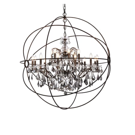 Elegant Lighting Geneva 18 Light 44" Wide Crystal Chandelier with Silver Shade Royal Cut Crystals Dark Bronze
