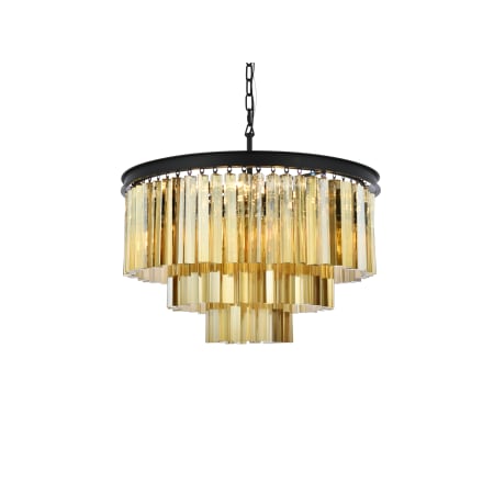 Elegant Lighting Sydney 9 Light 26" Wide Crystal Chandelier with Golden Teak Royal Cut Crystals Matte Black