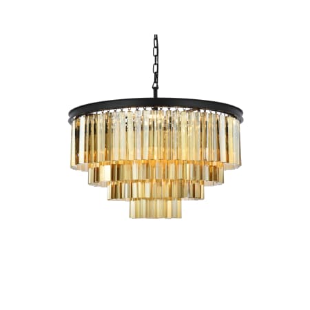 Elegant Lighting Sydney 17 Light 32" Wide Crystal Chandelier with Golden Teak Royal Cut Crystals Matte Black