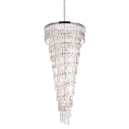 Elegant Lighting Sydney 35 Light 30" Wide Crystal Waterfall Chandelier Polished Nickel