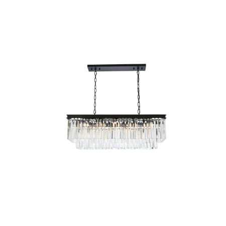 Elegant Lighting Sydney 12 Light 40" Wide Crystal Linear Chandelier with Clear Royal Cut Crystals Matte Black