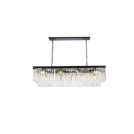 Elegant Lighting Sydney 12 Light 50" Wide Crystal Linear Chandelier with Clear Royal Cut Crystals Matte Black
