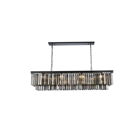 Elegant Lighting Sydney 12 Light 60" Wide Crystal Linear Chandelier with Silver Shade Royal Cut Crystals Matte Black