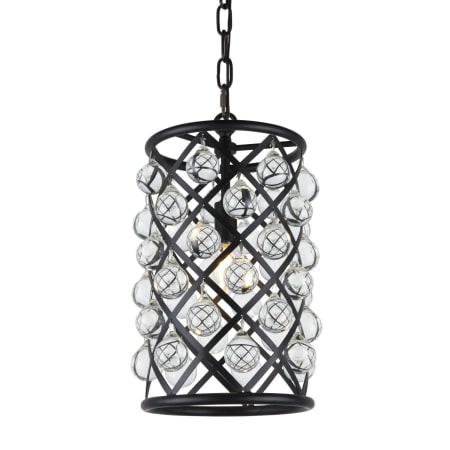 Elegant Lighting Madison 8" Wide Crystal Mini Pendant with Clear Royal Cut Crystals Matte Black
