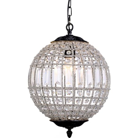 Elegant Lighting Olivia 12" Wide Crystal Pendant with Clear Royal Cut Crystals Dark Bronze