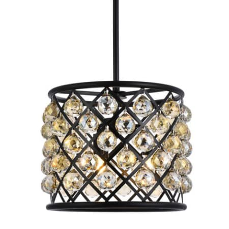 Elegant Lighting Madison 4 Light 14" Wide Crystal Pendant with Golden Teak Royal Cut Crystals Matte Black