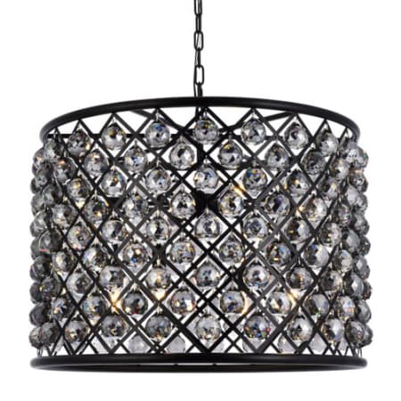 Elegant Lighting Madison 8 Light 28" Wide Crystal Drum Chandelier with Silver Shade Royal Cut Crystals Matte Black