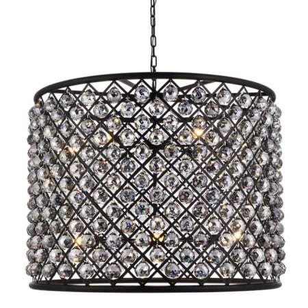 Elegant Lighting Madison 12 Light 36" Wide Crystal Drum Chandelier with Silver Shade Royal Cut Crystals Matte Black