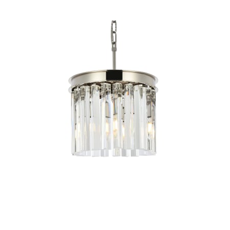 Elegant Lighting Sydney 3 Light 12" Wide Crystal Pendant with Clear Royal Cut Crystals Polished Nickel