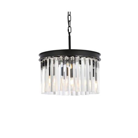 Elegant Lighting Sydney 3 Light 16" Wide Crystal Pendant with Clear Royal Cut Crystals Matte Black