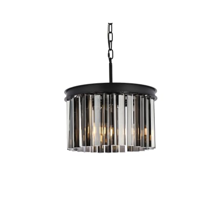 Elegant Lighting Sydney 3 Light 16" Wide Crystal Pendant with Silver Shade Royal Cut Crystals Matte Black