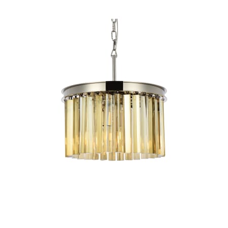Elegant Lighting Sydney 3 Light 16" Wide Crystal Pendant with Golden Teak Royal Cut Crystals Polished Nickel