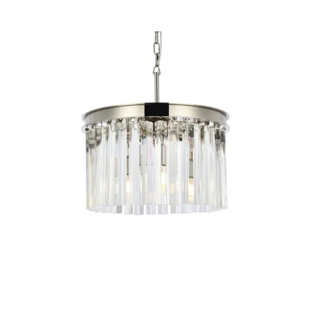 Elegant Lighting Sydney 3 Light 16" Wide Crystal Pendant with Clear Royal Cut Crystals Polished Nickel
