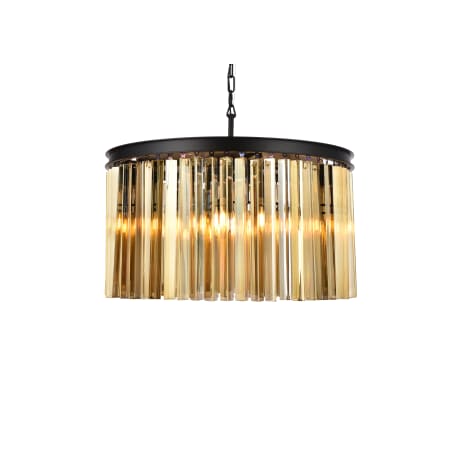 Elegant Lighting Sydney 8 Light 26" Wide Crystal Drum Chandelier with Golden Teak Royal Cut Crystals Matte Black