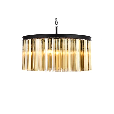 Elegant Lighting Sydney 8 Light 32" Wide Crystal Drum Chandelier with Golden Teak Royal Cut Crystals Matte Black