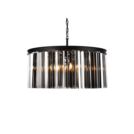Elegant Lighting Sydney 8 Light 32" Wide Crystal Drum Chandelier with Silver Shade Royal Cut Crystals Matte Black