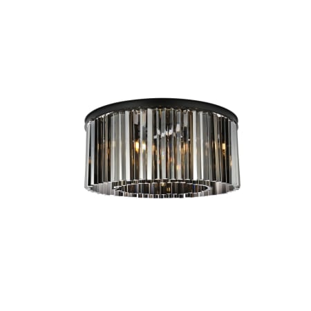 Elegant Lighting Sydney 8 Light 32" Wide Flush Mount Drum Ceiling Fixture with Silver Shade Royal Cut Crystals Matte Black