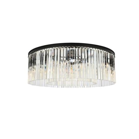 Elegant Lighting Sydney 10 Light 44" Wide Flush Mount Drum Ceiling Fixture with Clear Royal Cut Crystals Matte Black