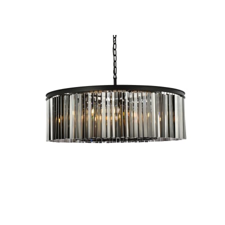 Elegant Lighting Sydney 10 Light 44" Wide Crystal Drum Chandelier with Silver Shade Royal Cut Crystals Matte Black