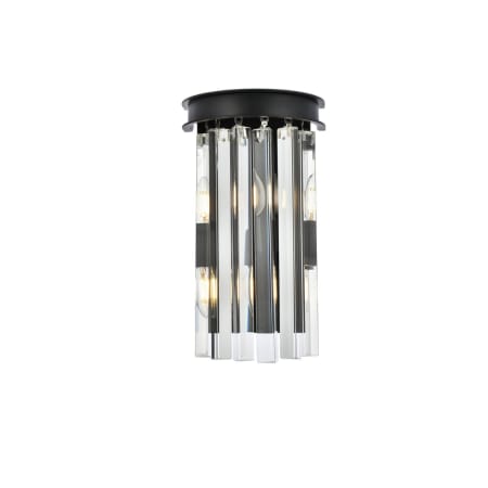 Elegant Lighting Sydney 2 Light 14" Tall Wall Sconce with Clear Royal Cut Crystals Matte Black